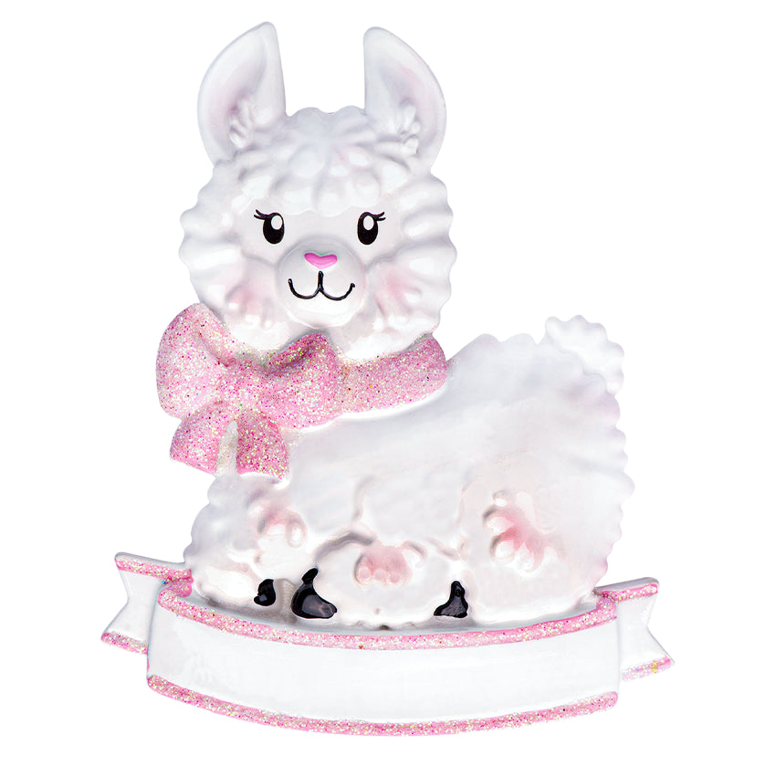 Personalized LLama Baby's First Christmas Ornament for Girl