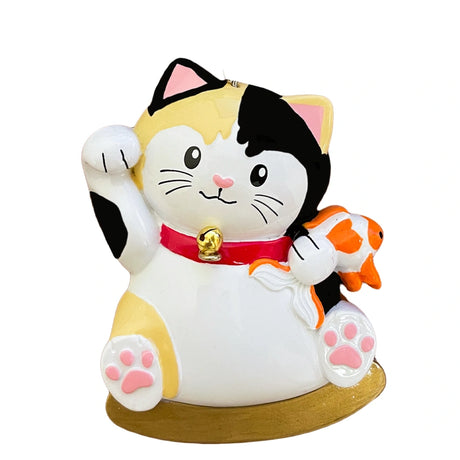 Personalized Lucky Cat Christmas Ornament / Maneki-neko