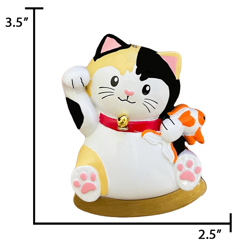 Personalized Lucky Cat Christmas Ornament / Maneki-neko