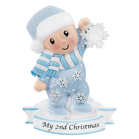 Personalized Baby's Second Christmas Ornament - Boy
