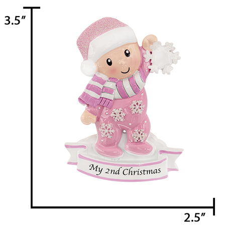 Personalized Baby's Second Christmas Ornament - Snowflake