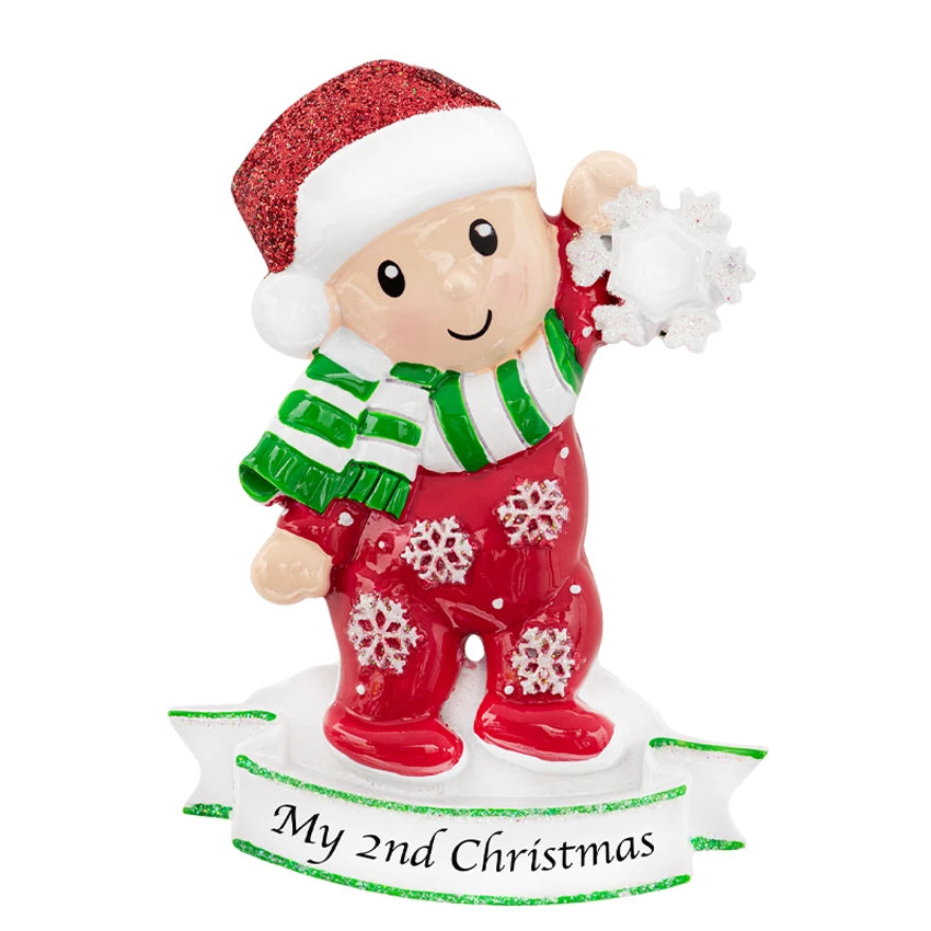Personalized Baby's Second Christmas Ornament for Baby Girl & Boy