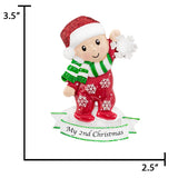 Personalized Baby's Second Christmas Ornament for Baby Girl & Boy