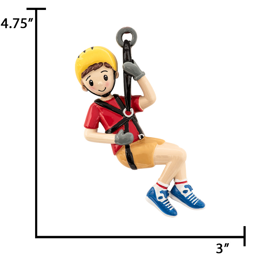 Personalized Zipline Boy Christmas Ornament