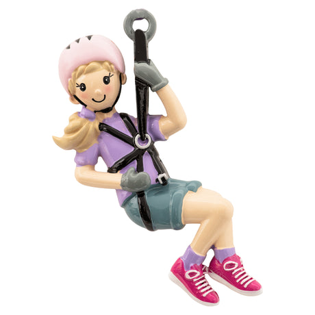 Personalized Zipline Girl Christmas Ornament