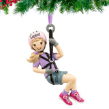 Personalized Zipline Girl Christmas Ornament