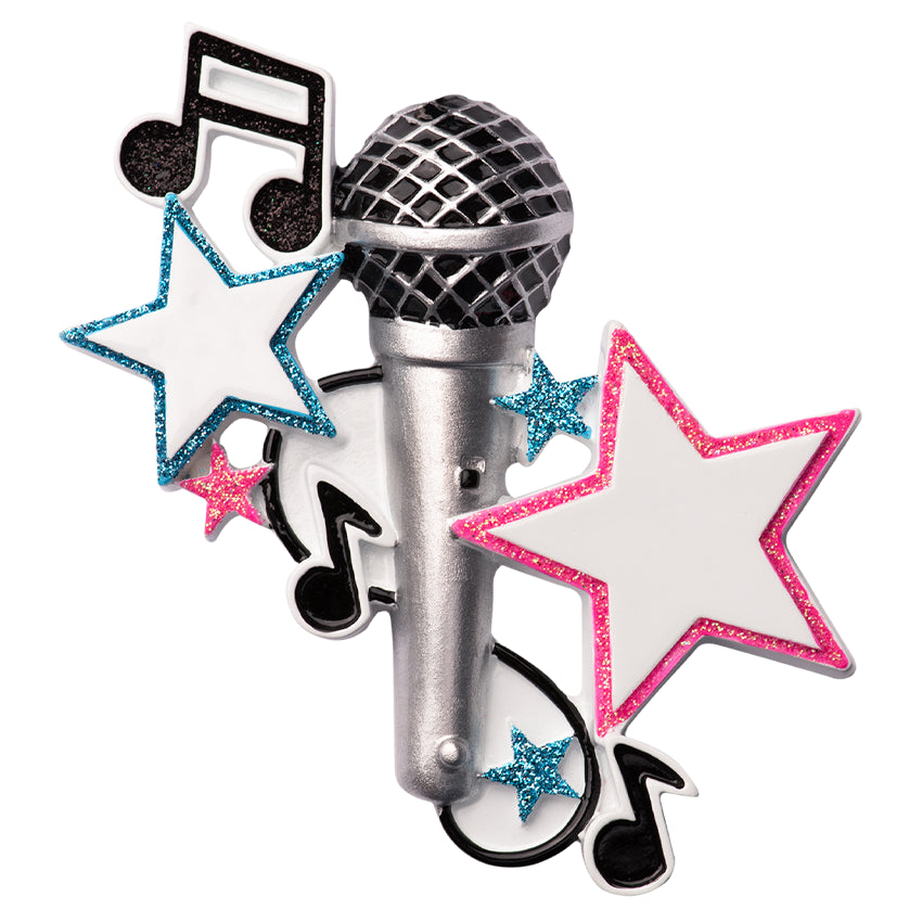 Personalized Singer Christmas Ornament / Microphone