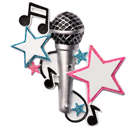 Personalized Singer Christmas Ornament / Microphone