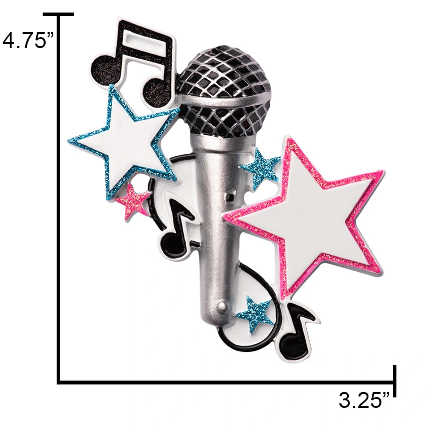Personalized Microphone Christmas Ornament