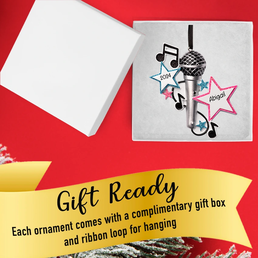 Personalized Microphone Christmas Ornament