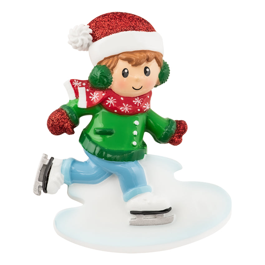 Personalized Ice Skater Boy Christmas Ornament