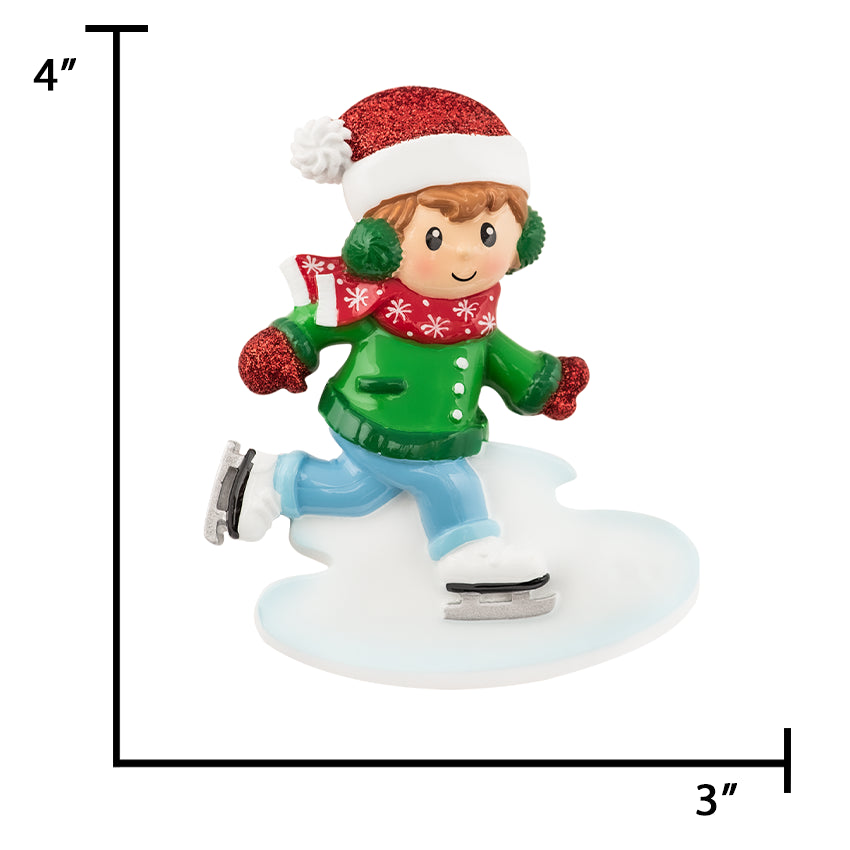 Personalized Ice Skater Boy Christmas Ornament
