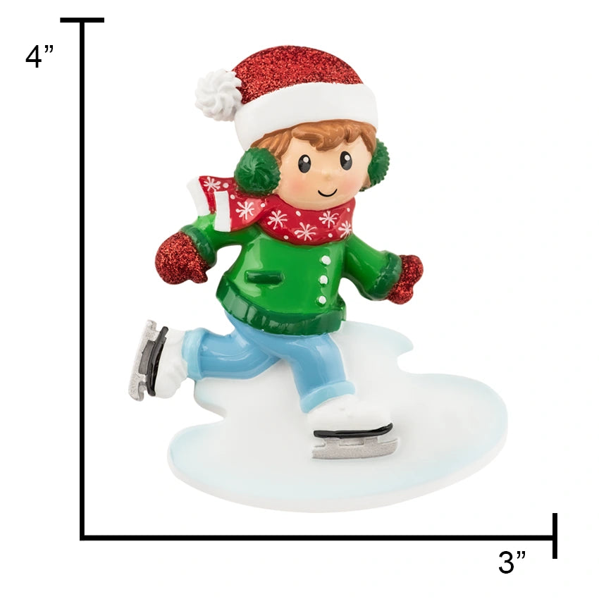 Personalized Ice Skater Boy Christmas Ornament