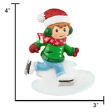 Personalized Ice Skater Boy Christmas Ornament