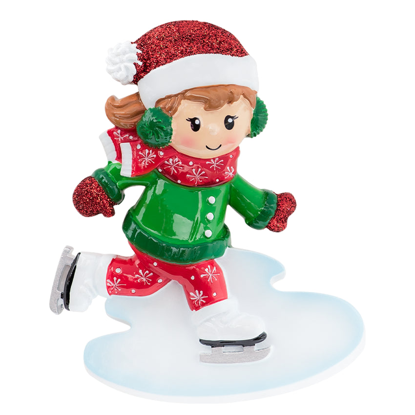 Personalized Ice Skater Girl Christmas Ornament