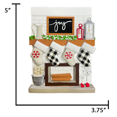 Personalized Fireplace Mantel Family of 4 Christmas Ornament
