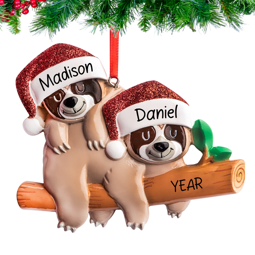 Personalized Sloth Couple Christmas Ornament
