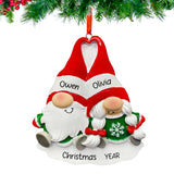 Christmas gnome couple ornament personalized, a delightful keepsake to celebrate the festive season.