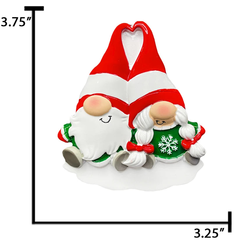 Custom gnome couple ornament for Christmas, a unique and heartwarming decoration.