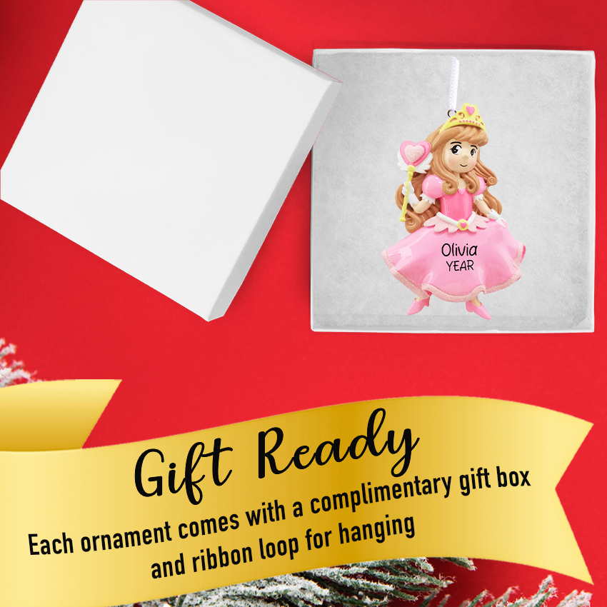Personalized kids' princess Christmas ornament, a charming and unique gift for holiday memories.