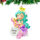 Personalized Mermaid & Seahorse Christmas Ornament
