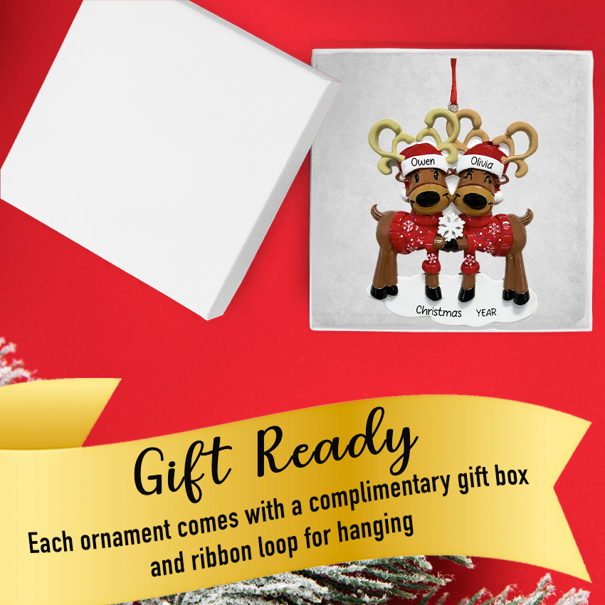 Celebrate your first Christmas together with a reindeer couple ornament from Gift Shopie!