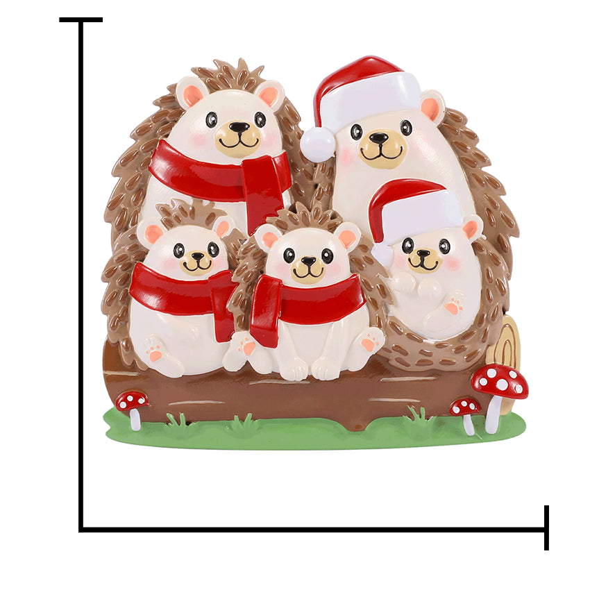 Personalized Hedgehog Family of 5 People Christmas Ornament