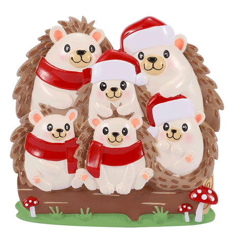 Personalized Hedgehog Family of 6 People Christmas Ornament