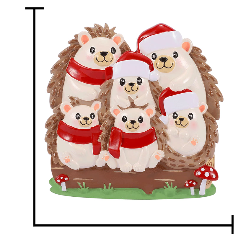 Personalized Hedgehog Family of 6 People Christmas Ornament
