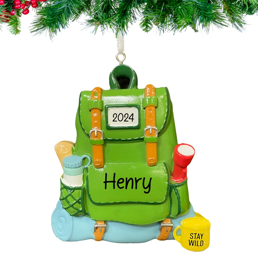 Personalized Hiking Backpack Christmas Ornament - Hiker Camper Gift
