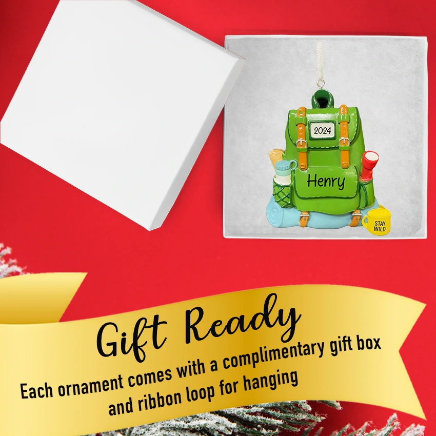 Personalized Hiking Backpack Christmas Ornament - Hiker Camper Gift