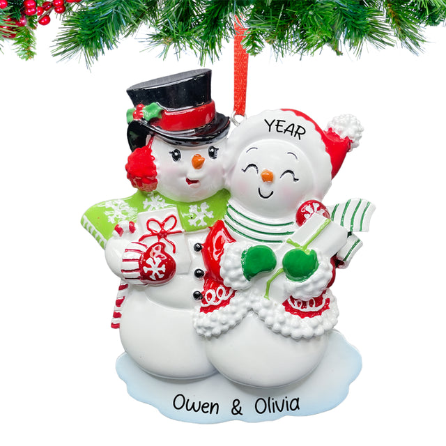 Add holiday charm with a Christmas together snowman couple ornament personalized by Gift Shopie!
