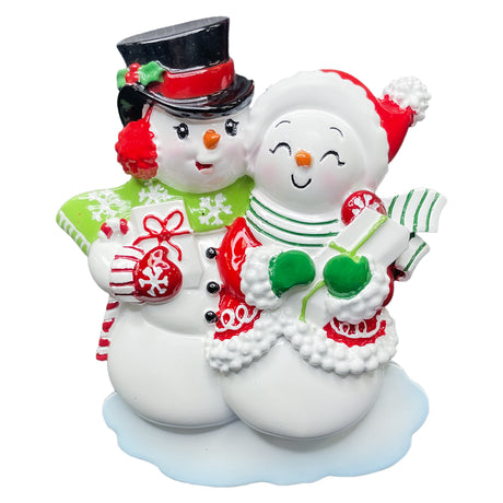Personalized Hugging Snowman Couple Christmas Together Ornament