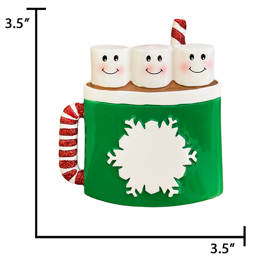 Personalized Marshmallow Family of 3 Christmas Ornament