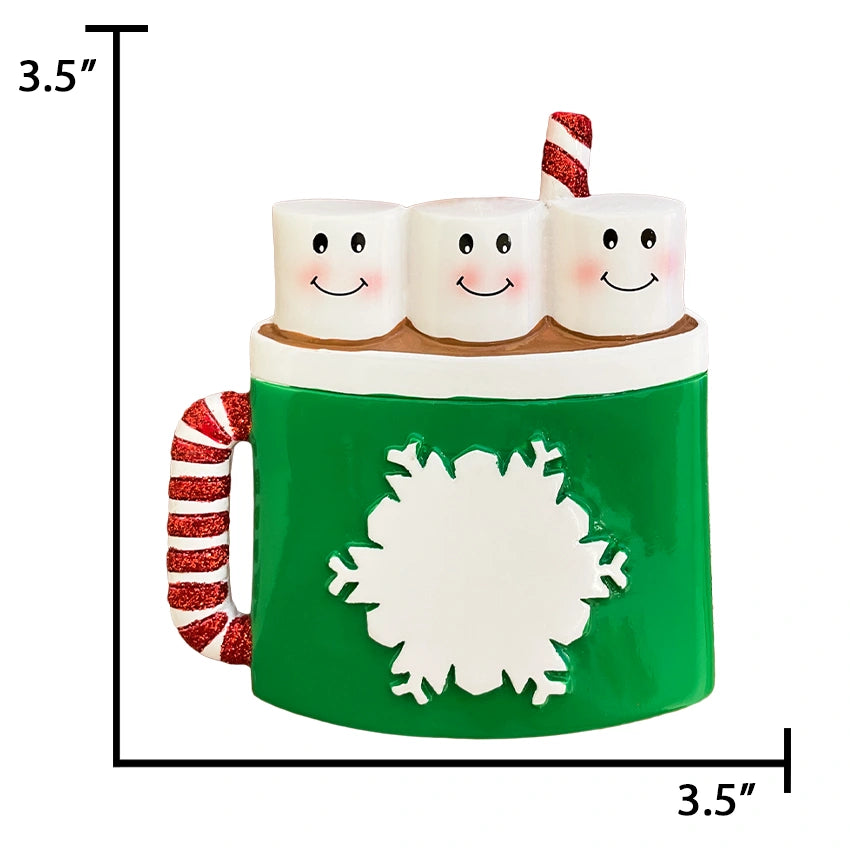 Personalized Marshmallow Family of 3 Christmas Ornament