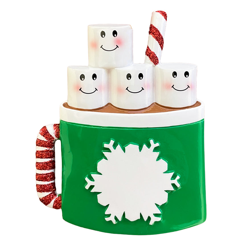 Personalized Marshmallow Family of 4 Christmas Ornament