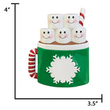 Personalized Marshmallow Family of 5 Christmas Ornament