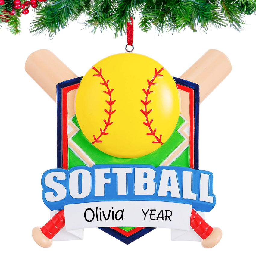 Personalized Softball 3D Christmas Ornament