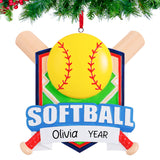 Personalized Softball 3D Christmas Ornament