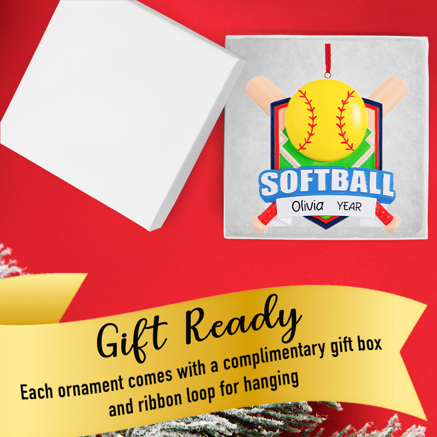 Personalized Softball 3D Christmas Ornament