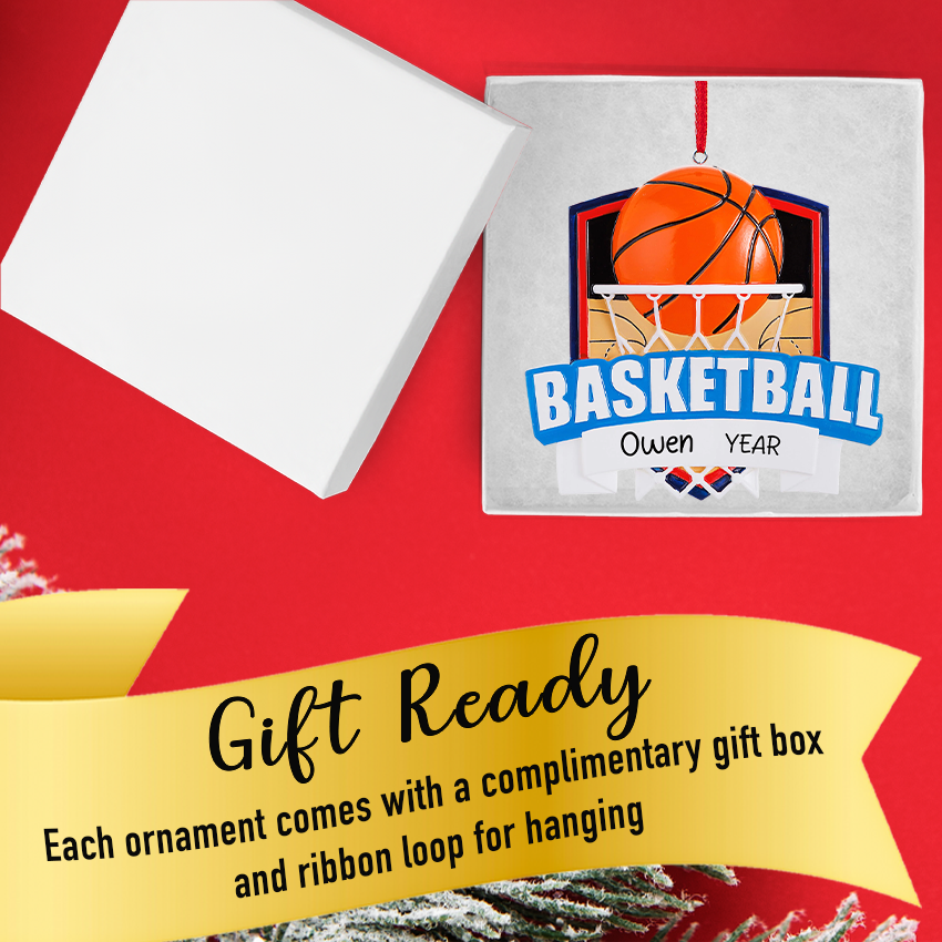 Personalized 3D Basketball Hoop Christmas Ornament
