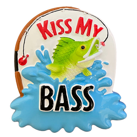 Personalized Kiss My Bass Fish Fishing Christmas Ornament