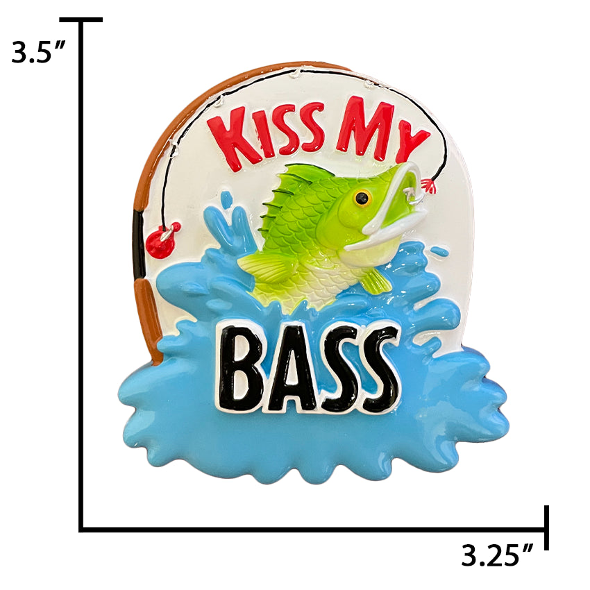 Personalized Kiss My Bass Fish Fishing Christmas Ornament