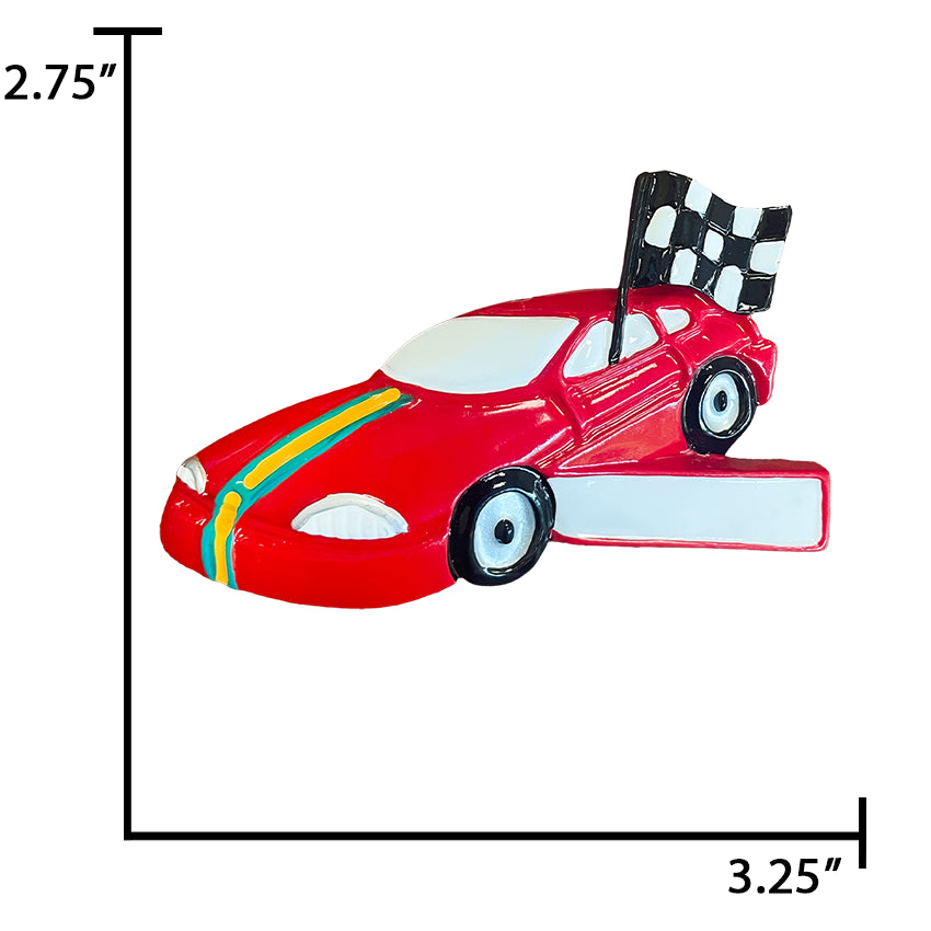 Scale reference: Race Car ornament held in hand