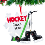 Personalized Ice Hockey Skates Stick & Puck  Christmas Ornament