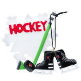 Personalized Ice Hockey Skates Stick & Puck  Christmas Ornament