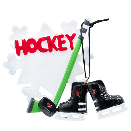 Personalized Ice Hockey Skates Stick & Puck  Christmas Ornament