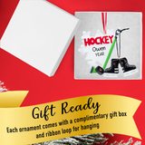 Personalized Ice Hockey Skates Stick & Puck  Christmas Ornament