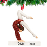 Personalized Gymnastics - Gymnast Girl Handstand on Balance Beam Christmas Ornament