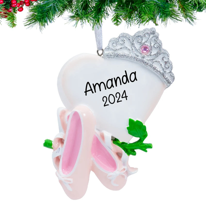 Personalized Ballet Christmas Ornament - Ballerina Dancer Pointe Shoes